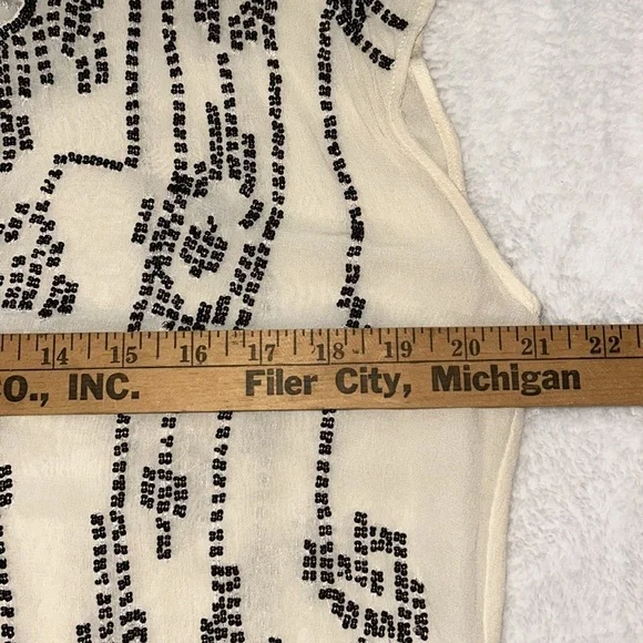 Gryphon New York Hand Beaded Silk Blouse Boho Embellished Top Women’s Small - Picture 9 of 12